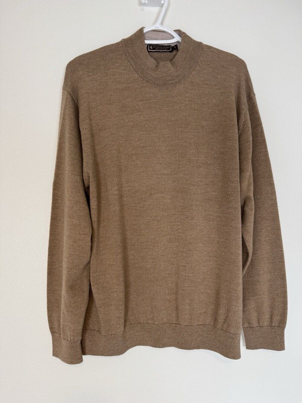 Patrick James Classic Sweater Tan Knit 100% Extrafine Merino Wool XXL